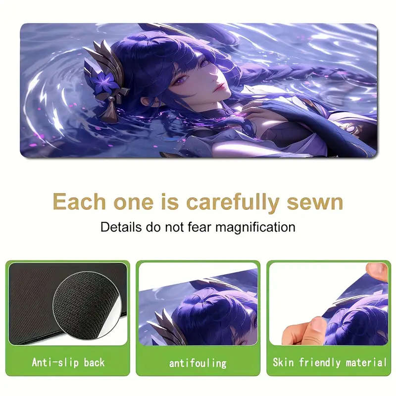 1pc 30x80cm Ergonomic Non-Slip Washable Rubber Mouse Pad with Vibrant Anime Girl Design