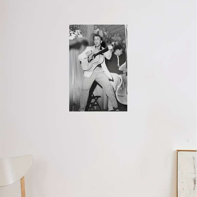 1pc Vintage Elvis Presley Canvas Wall Art Frameless Black White Retro Music Poster for Man Cave