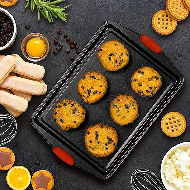 3-Piece Premium Non-Stick Metal Bakeware Set Durable Carbon Steel Heat Resistant Easy-Relea