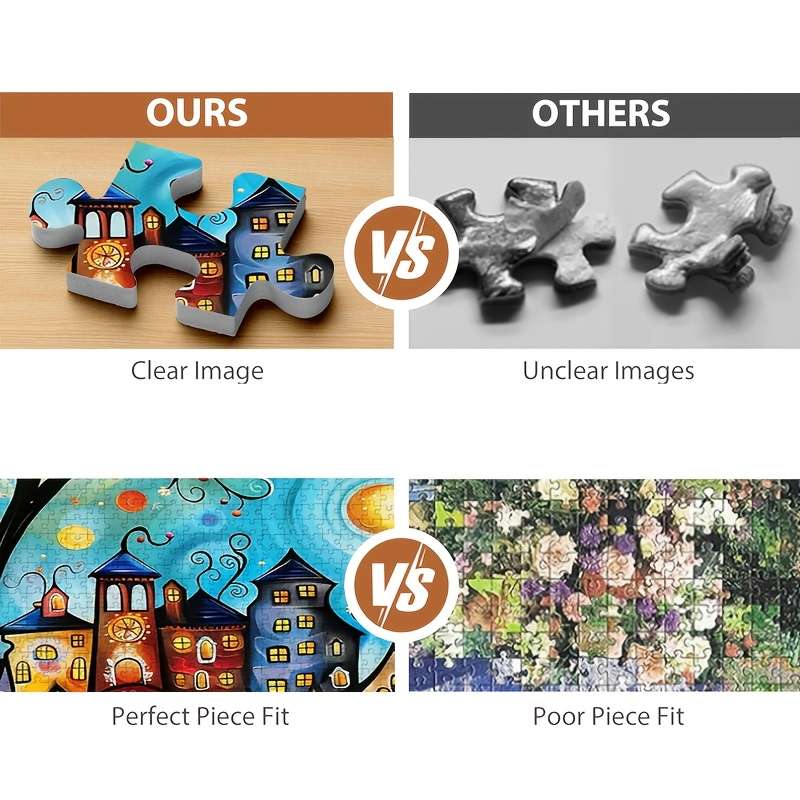1000pcs Colorful Whimsical Town Puzzle 38.0x26.01cm Durable Thick Paper DIY Enthu