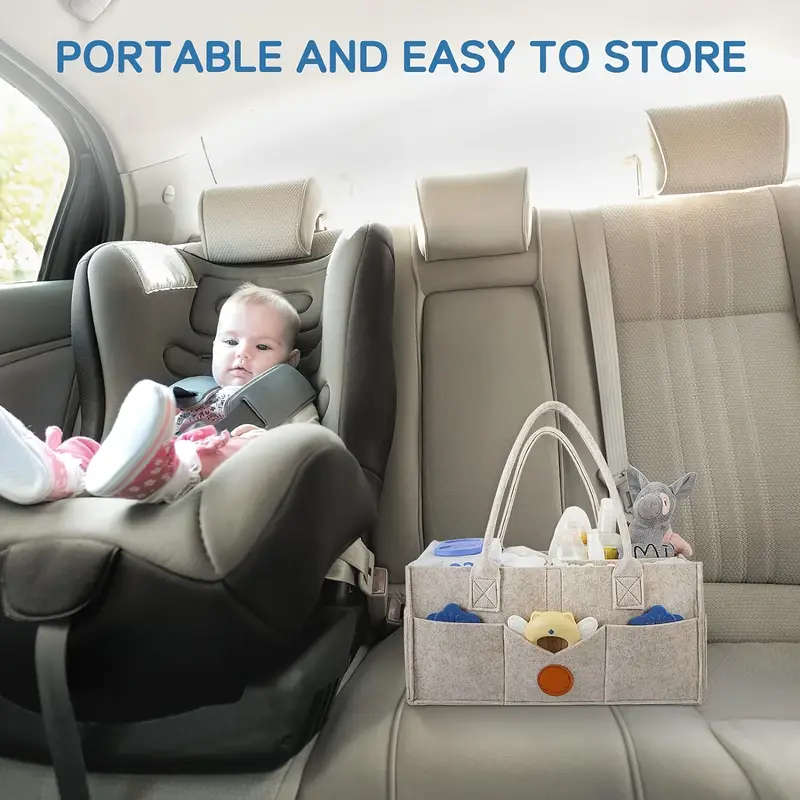 1pc Classic Style Multi-Purpose Diaper Caddy Organizer Portable Baby Storage for Nursery Car Changin