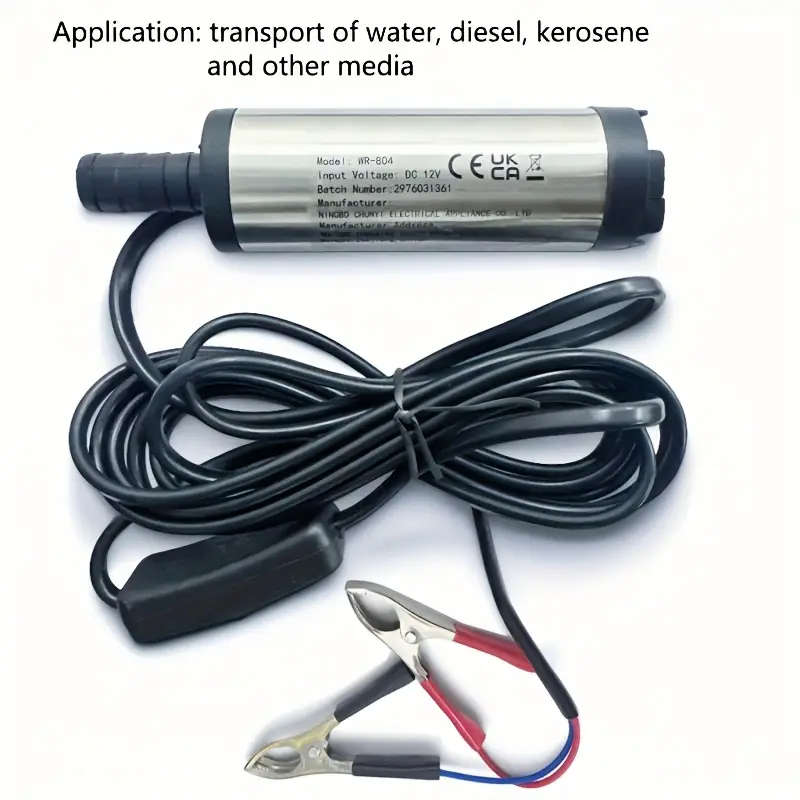 1pc Portable 12V DC Oil Water Pump Stainless Steel Submersible Diesel Transfer Tool with High-Speed