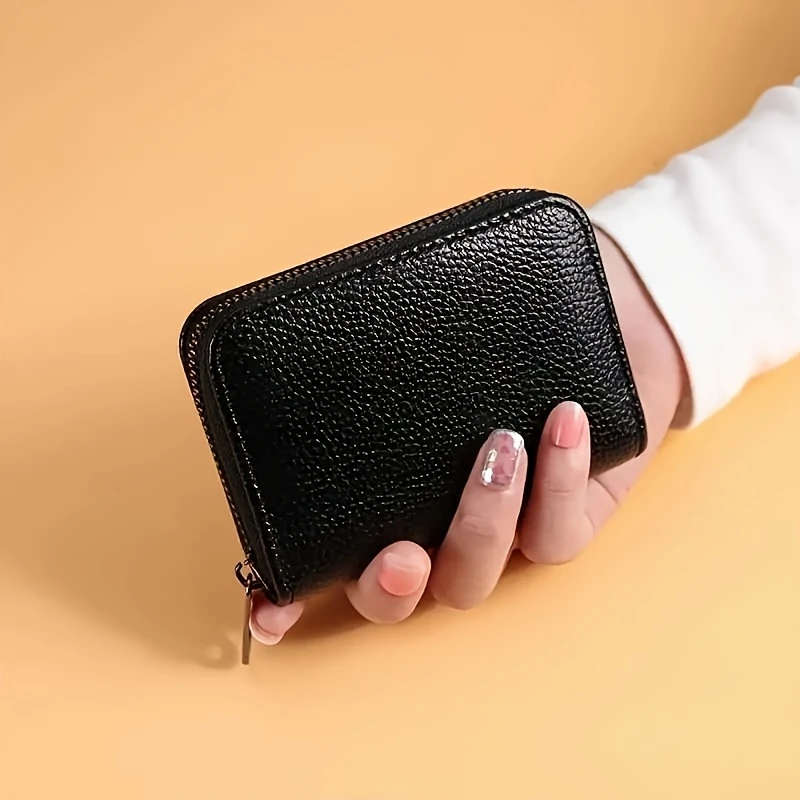1pc Men's Black Casual Faux Leather Zipper Wallet with Multiple Card Slots ID Holder Stylish Accordi