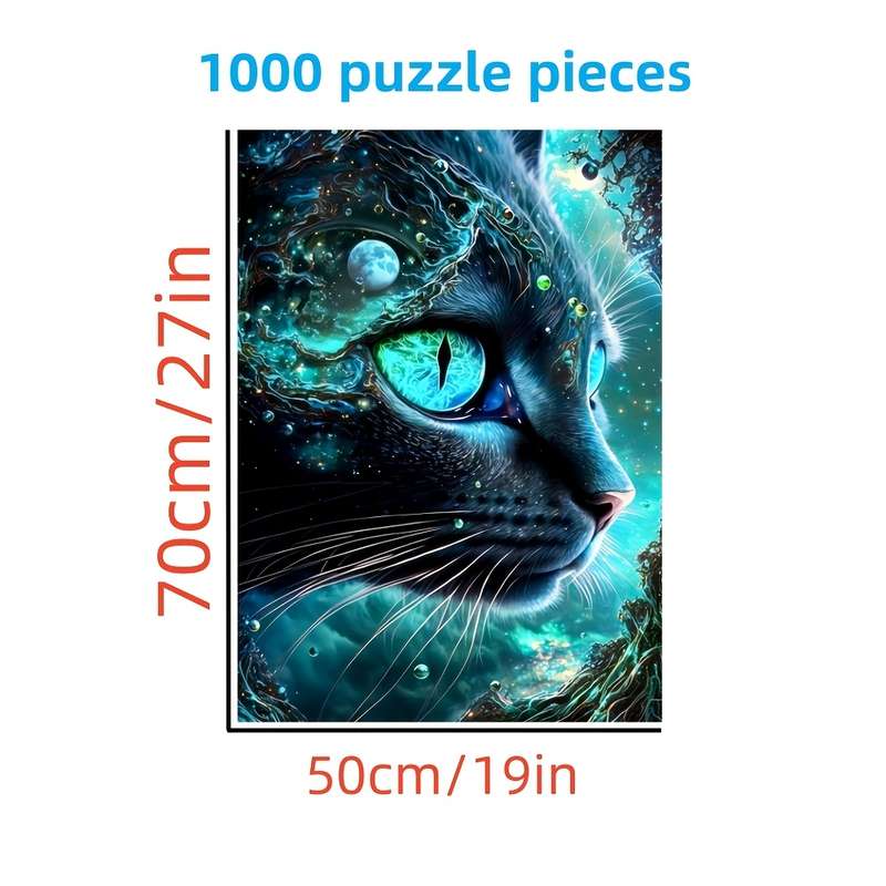 1000pcs Thickened White Cardboard Large Cat DIY Puzzle 19.7x27.5in Mixed Colors Re
