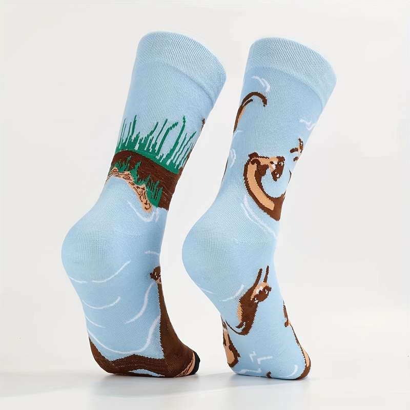 1 Pair Light Blue Otter  One Size Socks