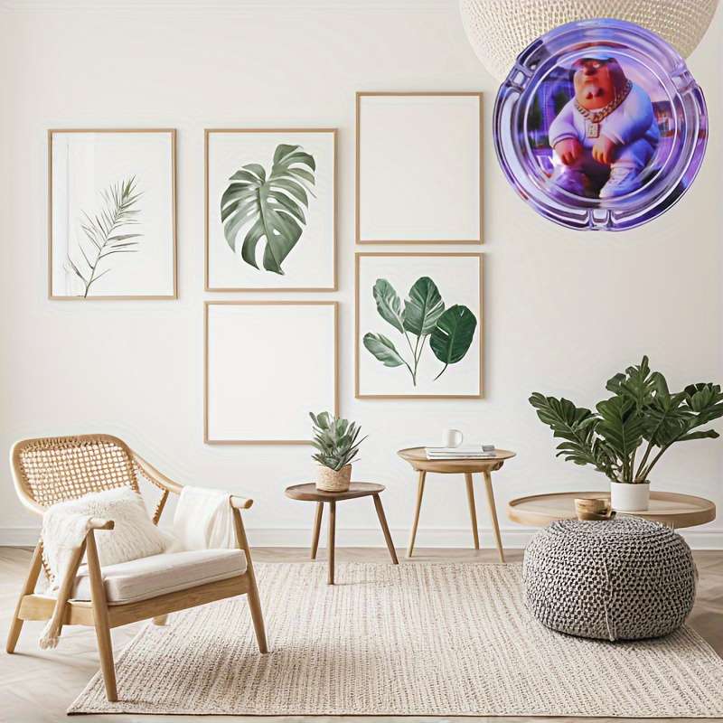 1pc Cartoon Flower Pattern Glass Ashtray 85mm Round Ashtray Family Style Glass Ashtray Smok