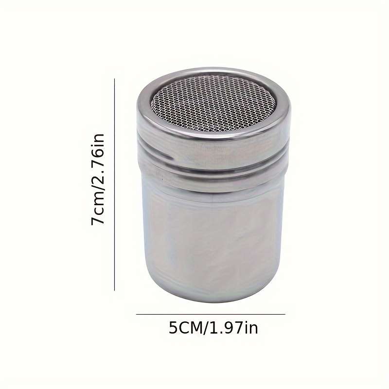 1pc Stainless Steel Powder Sugar Shaker Duster Fine Mesh for Precise Cocoa Cinnamon Coffee