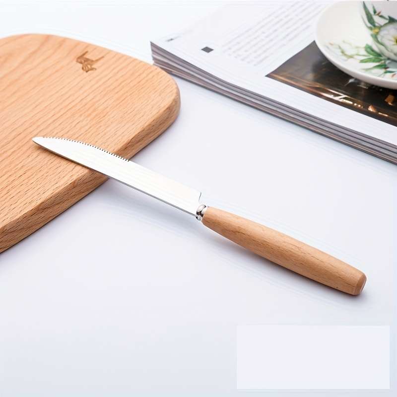 6pcs Stainless Steel Knife Set Beech Wood Handle Wooden Handle Cutlery Knife Steak Knife fo