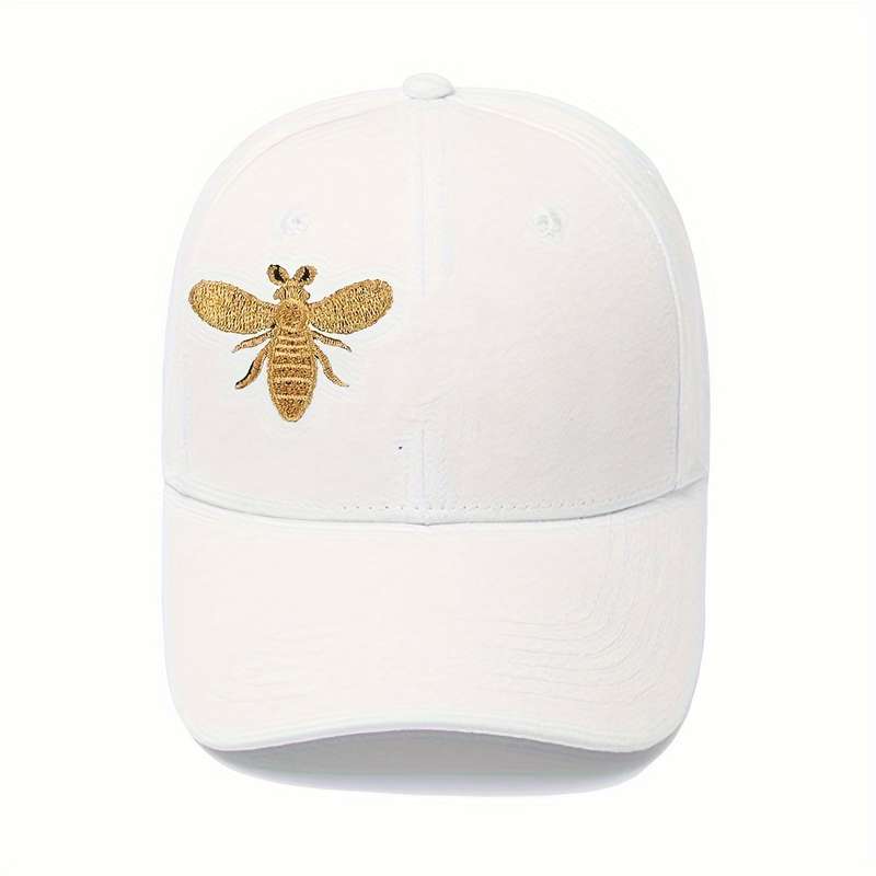 1pc Embroidered Bee Baseball Cap Stylish Sports Sun Protection Hat Adjustable Size Peaked Hat F