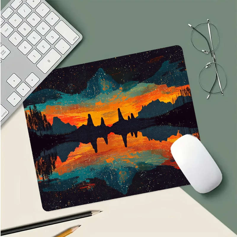 1pc 21x26cm Abstract Mountain and Starry Sky Gaming Mouse Pad