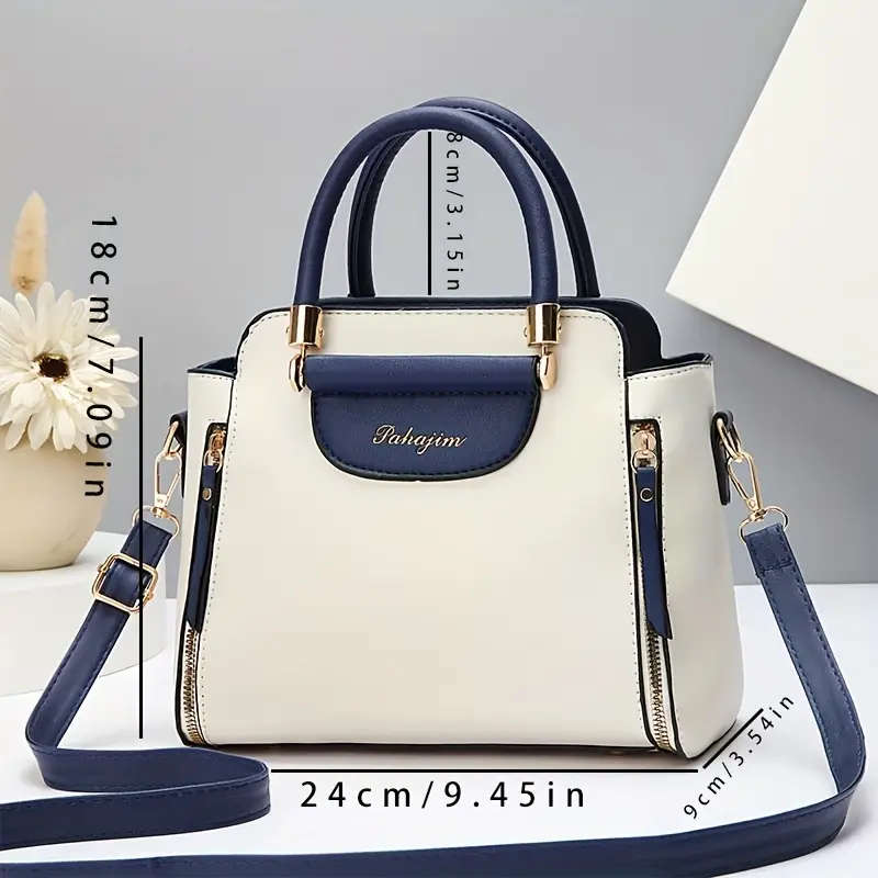 1pc Elegant Faux Leather Handbag for Women Large Capacity Shoulder Bag with Fixed Strap Solid