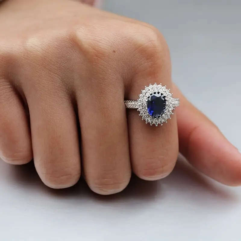 Plated White Gold Ring with Synthetic Faux Gemstones