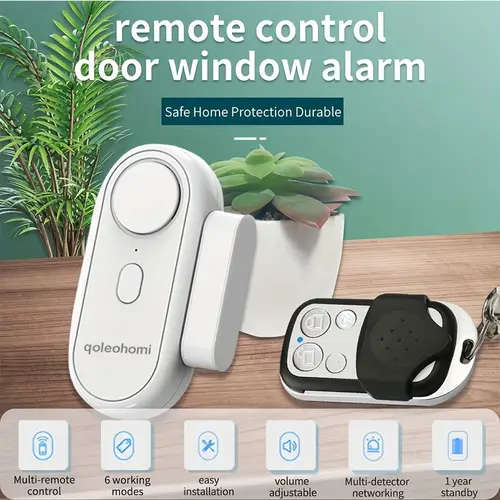 1pc Adjustable Volume Battery Operated Wireless Door And Window Alarms with Remote for Home Security