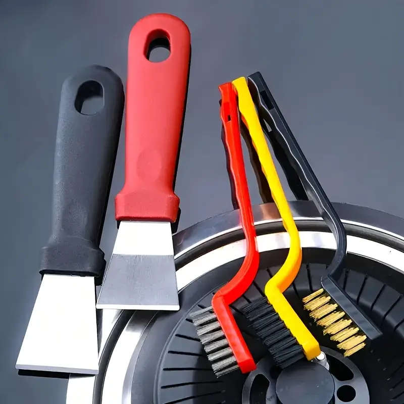 5pcs Kitchen Cleaning Tool Set Manual Multi-Surface Brushes and Scrapers for Gas Stove Range Hood Gr