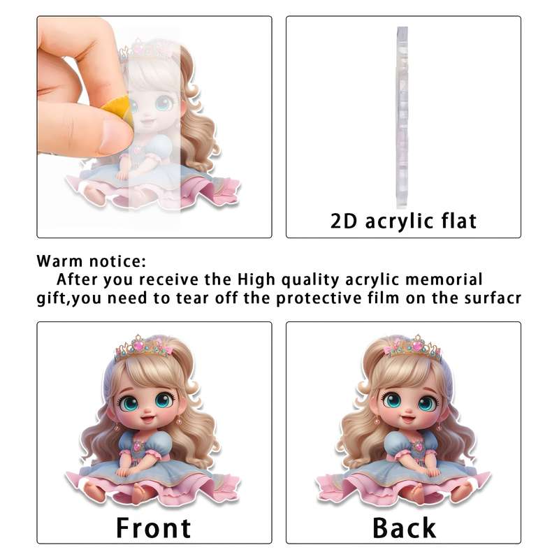 1pc 2D Flat   plane  cute princess multi-functional  acrylic pendant tree ornament suit