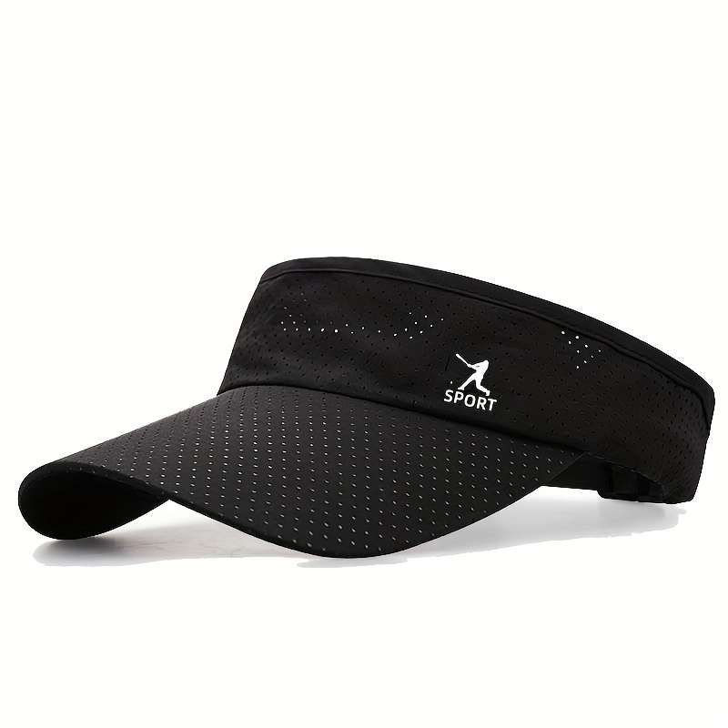 1pc Men's Quick-Dry Breathable Sports Cap White Polyester No-Top Duckbill Sun Hat with Adjustabl