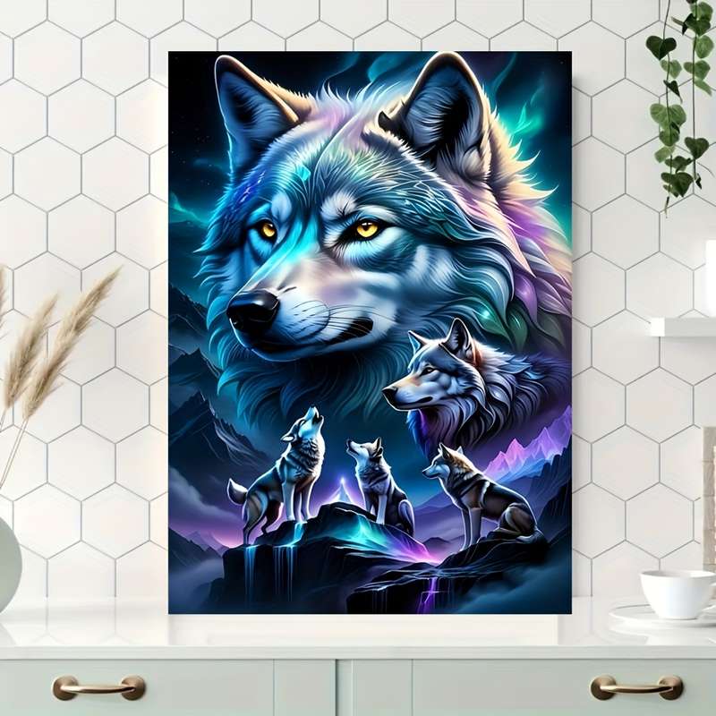 1000pcs Durable Wolf-Themed Jigsaw Puzzle Seamless White Cards 19.7 x 27.5 for A