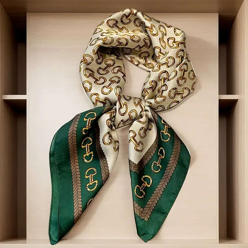 Navy and Golden Scarf, 70x70cm Size
