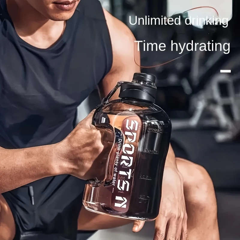 1pc 57.48oz Leak-Proof Sports Water Bottle with Handle Durable PC Material Large Capacity Precise Me