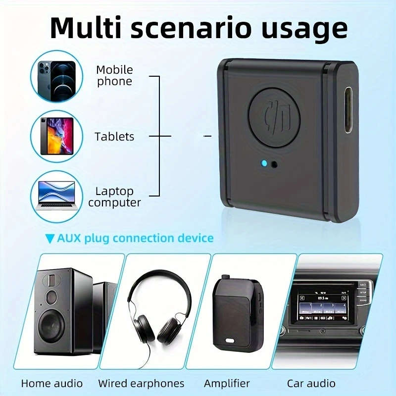 1pc BT Wireless 5.3 AUX Automotive 3.5mm Adapter Audio receiver Converter