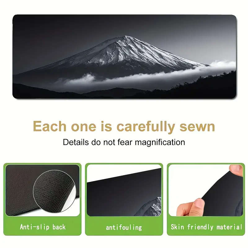1pc 30x80cm Vibrant Black and White Mount Fuji Gaming Mouse Pad Non-Slip Rubber Base