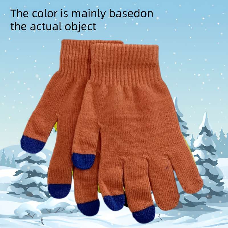 1 Pair Grey Warm Gloves