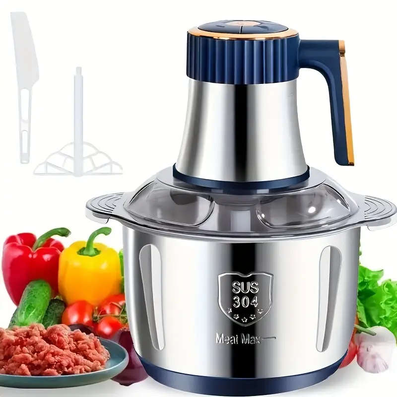 5L Multifunctional Electric Chopper Food Processor Stainless Steel Five Speed