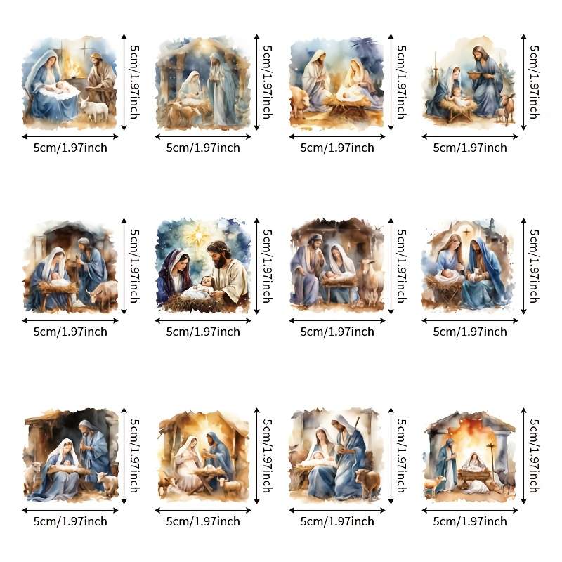 12PCS Jesus Christian Themed Stickers