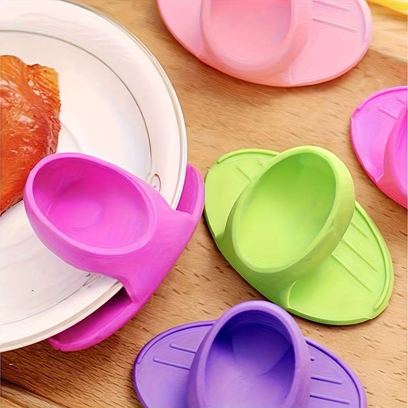 2pcs Silicone Heat-Resistant Finger Grips Anti-Burn Pot Holders for Microwave Oven Non-Elec