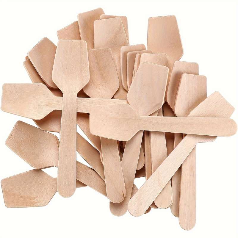 100pcs Elegant Mini Square Wooden Spoons 3.75 Perfect For Ice Cream Desserts Tastings