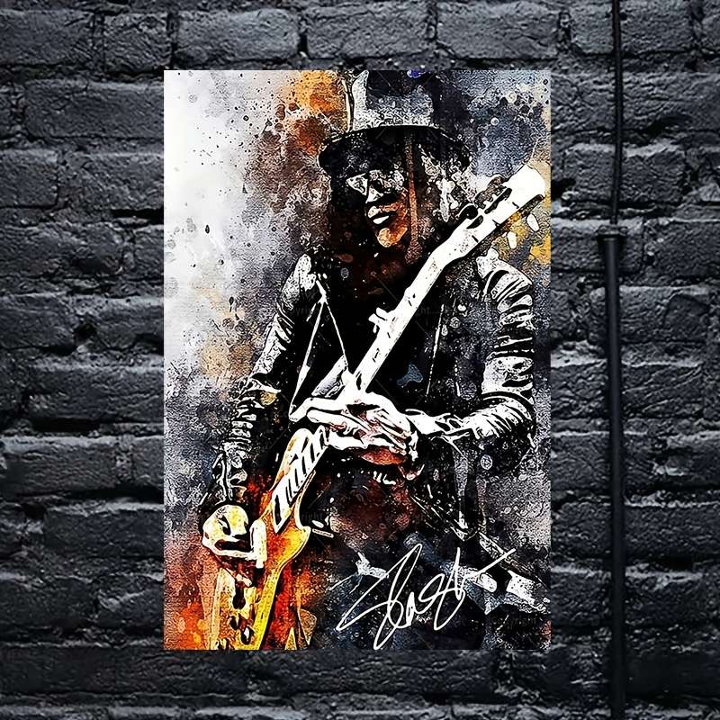 1pc  Frameless Slash Tribute Vintage Guitarist Canvas Poster Rock 'n' Roll Wall Art with Vibra