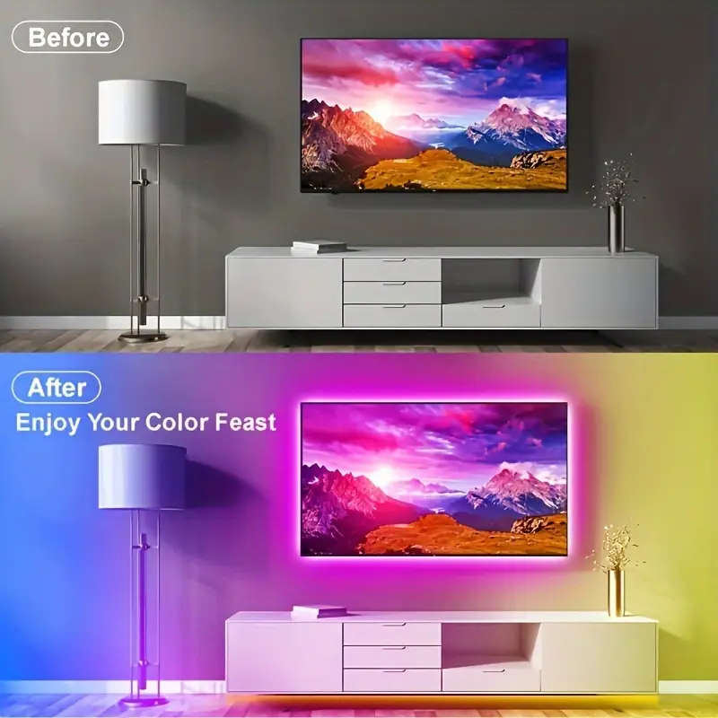 5V USB charging Rgb LED Strip Lights with 44 Keys, USB power supply EASY to INSTALL, 5 METER