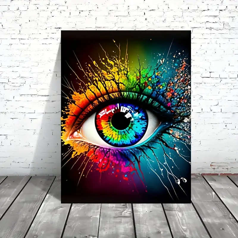 1pc Colorful Eye Abstract Canvas Art 30.48x40.64cm Frameless Modern Wall Decor for Living Room Bedro