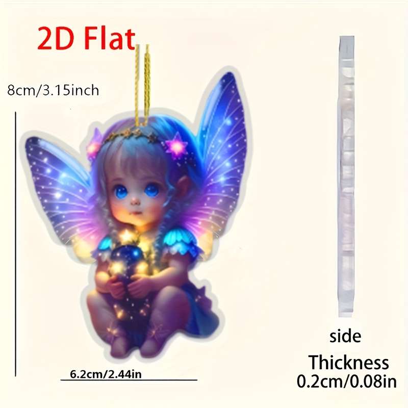 1pc 2D Flat   Classic One Piece Purple Fairy Angel Pendant Acrylic  with Star Embelli