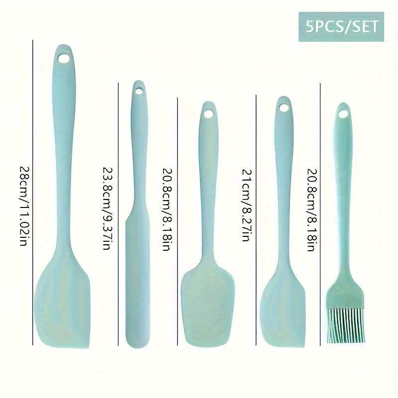 5pcs Silicone Kitchen Tools Set Nordic Colors Large Small Spatulas Serving Spoons Oil Brush