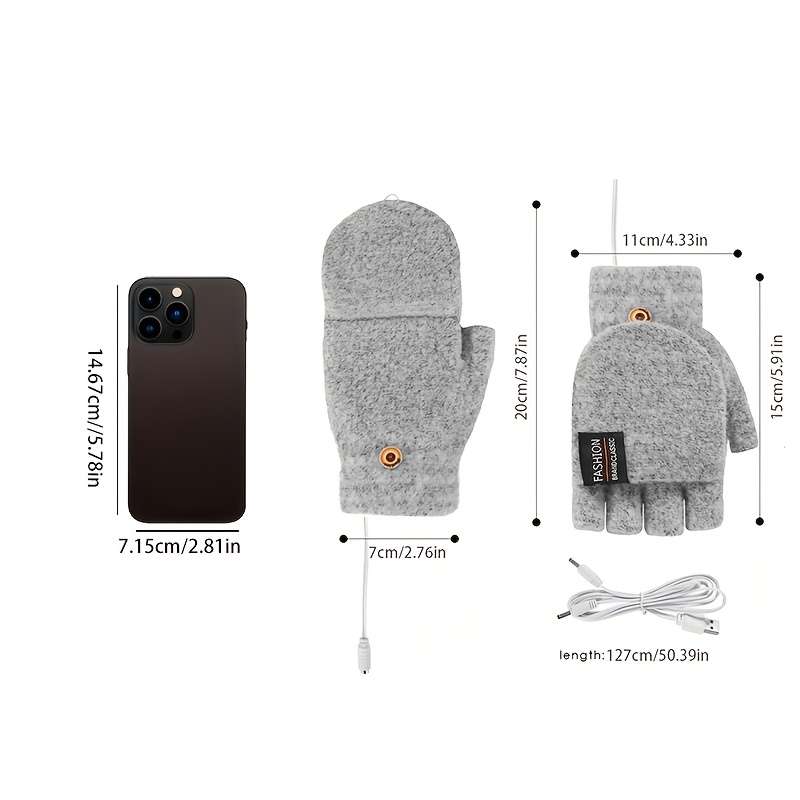 1 Pair Grey Warm Gloves