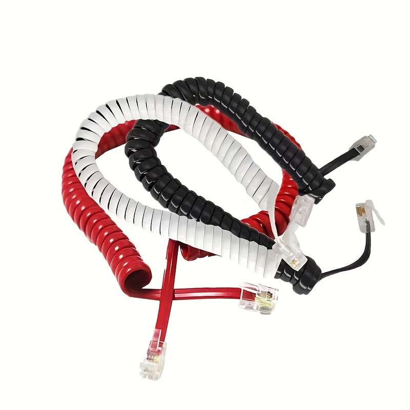 1pc FlexiMax 2-Meter Single-Line Telephone Receiver Coiled Cable 4P4C Connector Durable Plast