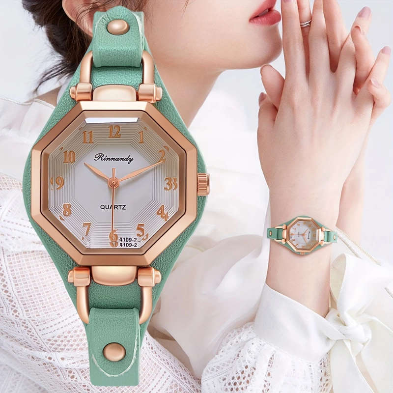 1pc Rimondy Casual Quartz Wrist Watch for Women Fashionable Analog-Digital Display Alloy Case and