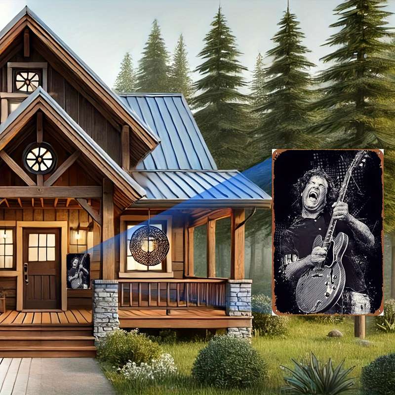 1pc Vintage-Inspired Gary Moore Guitar Metal Tin Sign Waterproof Weather-Resistant Universal Wal