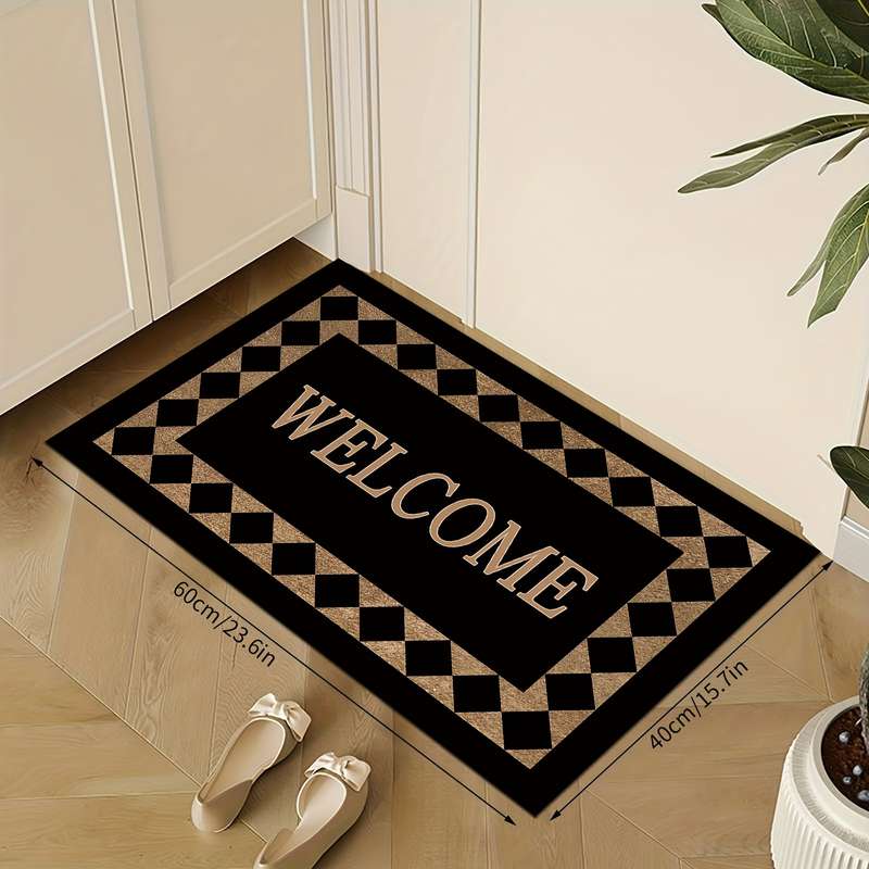 1Pc 40x60cm 15.7x23.6inch Light Luxury Plaid Floor Mat