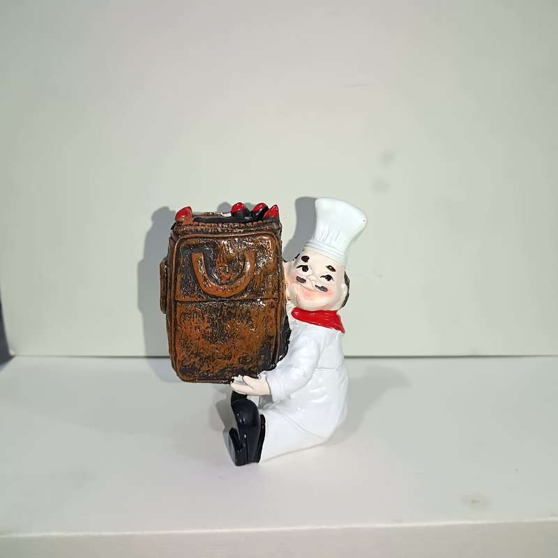 1pc Chef Figurine Toothpick Holder Charming Resin Kitchen Decor with "CHEF" Label Ideal for
