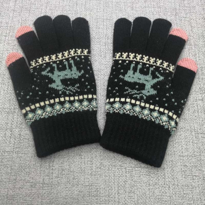 1 Pair Acrylic Items Black Warm Gloves
