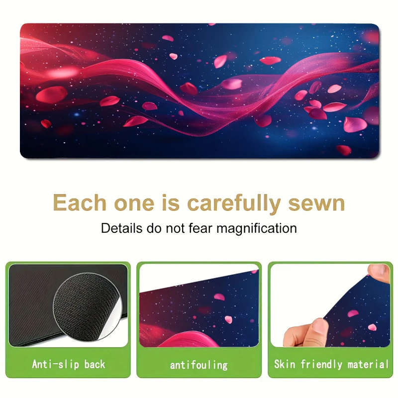 1pc 30x60cm Enchanting Rose Petal Flow Design Mouse Pad Non-Slip Waterproof Washable Desk Mat