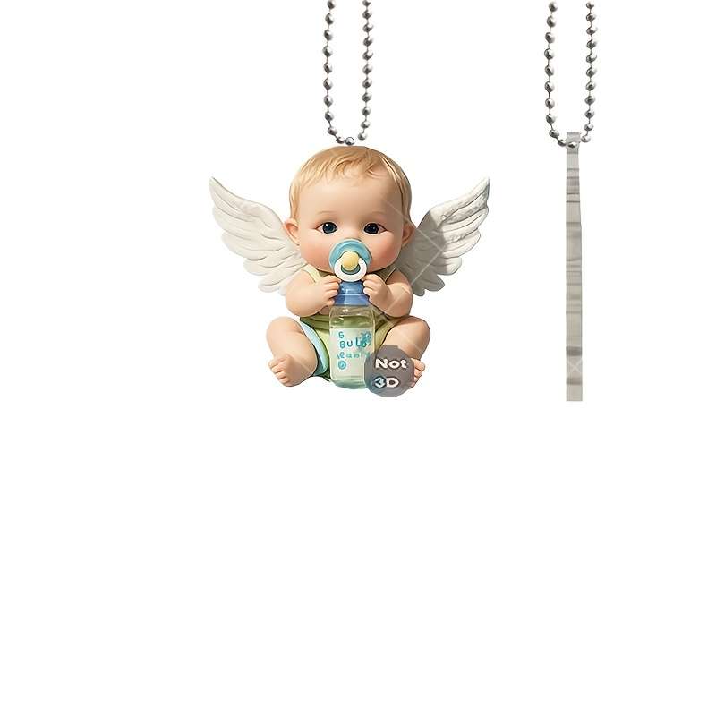 1pc 2D Flat   Angel Youngsters Acrylic Pendant Cute Car Mirror Charm Keychain 5.08cm Flat De