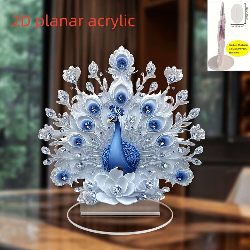 1pc 2D Flat    Acrylic Crystal PeaRooster Acrylic Desktop Decoration  PrintSmall O
