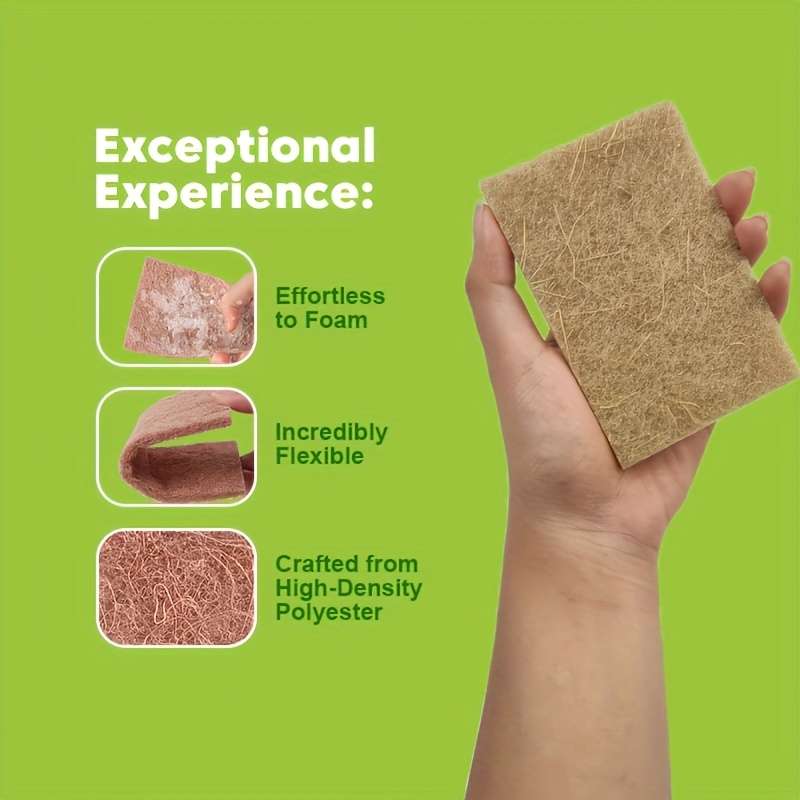 5pcs Premium Natural Sisal Fiber Kitchen Cleaning Pads Scratch-Free Thick 100% Sisal Scrubbi