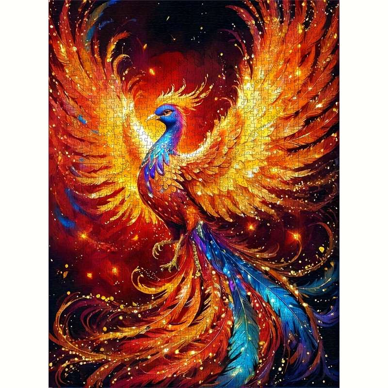 1000pcs Vibrant Phoenix Jigsaw Puzzle Majestic Mythical Creature Art DIY Wall Deco