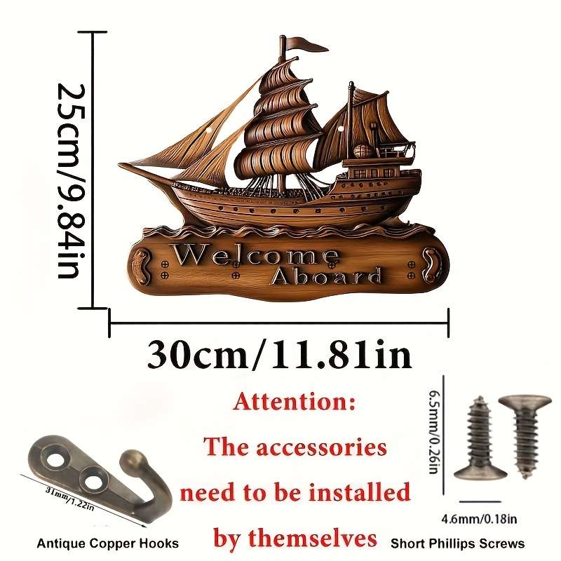 1pc sailboat sailing theme home wooden key hanger key storage with hooks multi-functional artisti