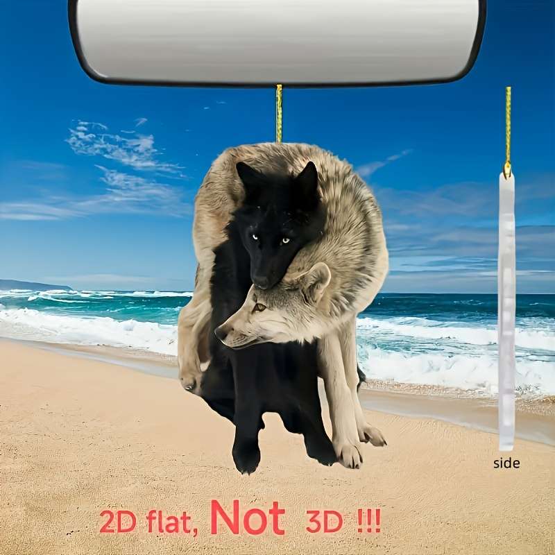 1pc 2D Flat  s Two Wolves in Different Colors  Acrylic Plane Pendant Home Garden Tre