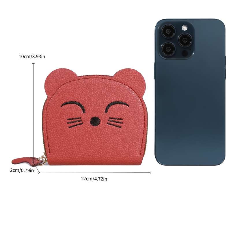 1pc Playful Touch Adorable Cartoon Cat Mini Wallet C Sweet Style Coin Purse with Multiple Card Sl